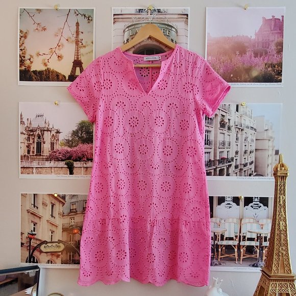 Misslook Pink Eyelet Midi Lace Dress (Cover-up) - Picture 1 of 8